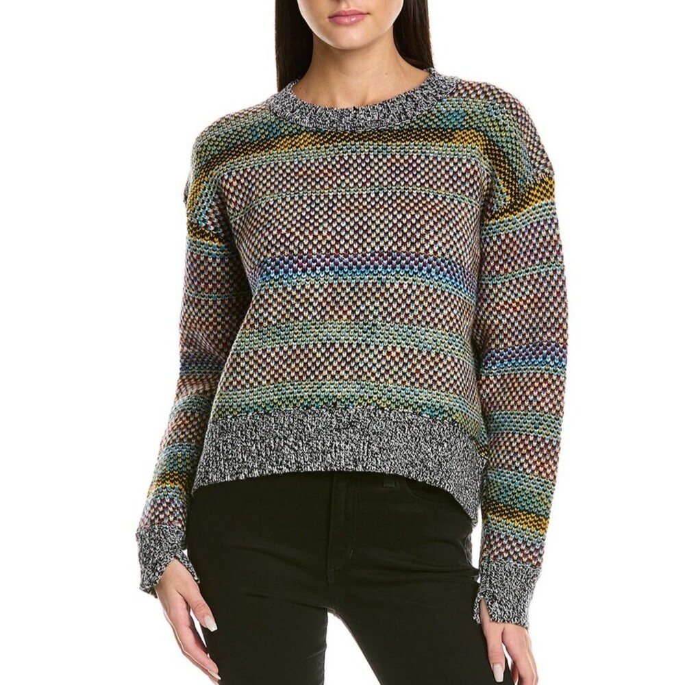 Rag & Bone Women's XS Willow Rainbow Heavy Wool Sweater Reversible Colorful